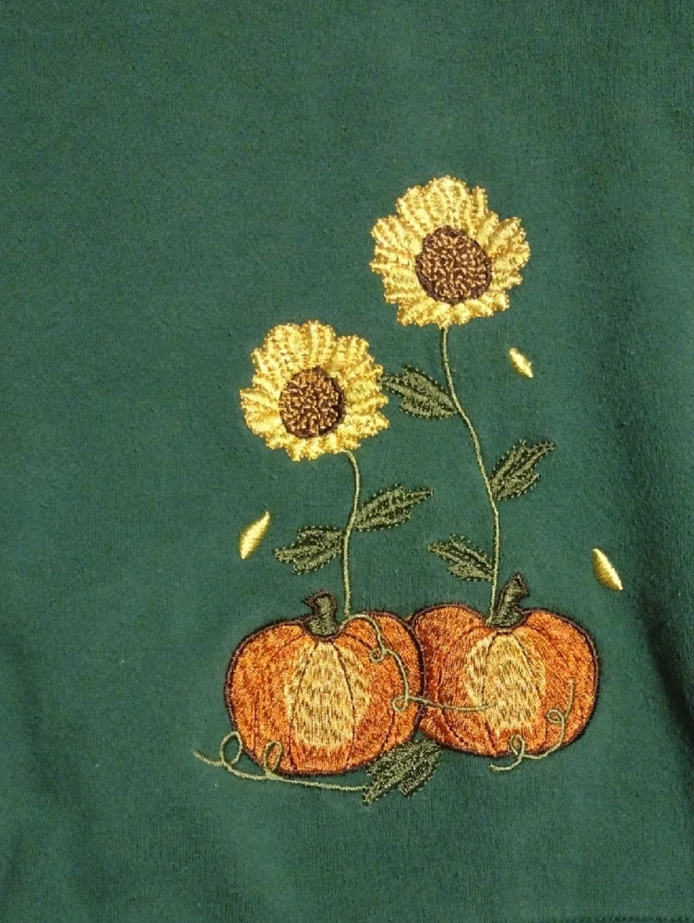 Speculation Green Button-Up Cardigan with Sunflower & Pumpkin Embroidery - Picture 4 of 11